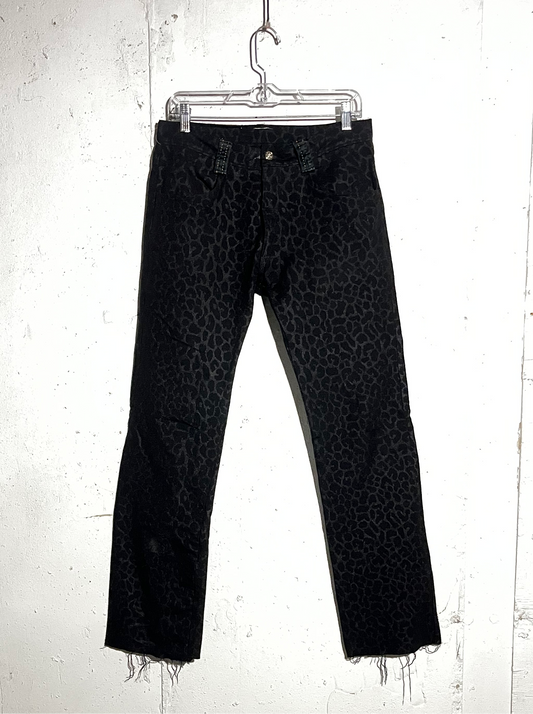 Black cheetah stretch jeans-30x32